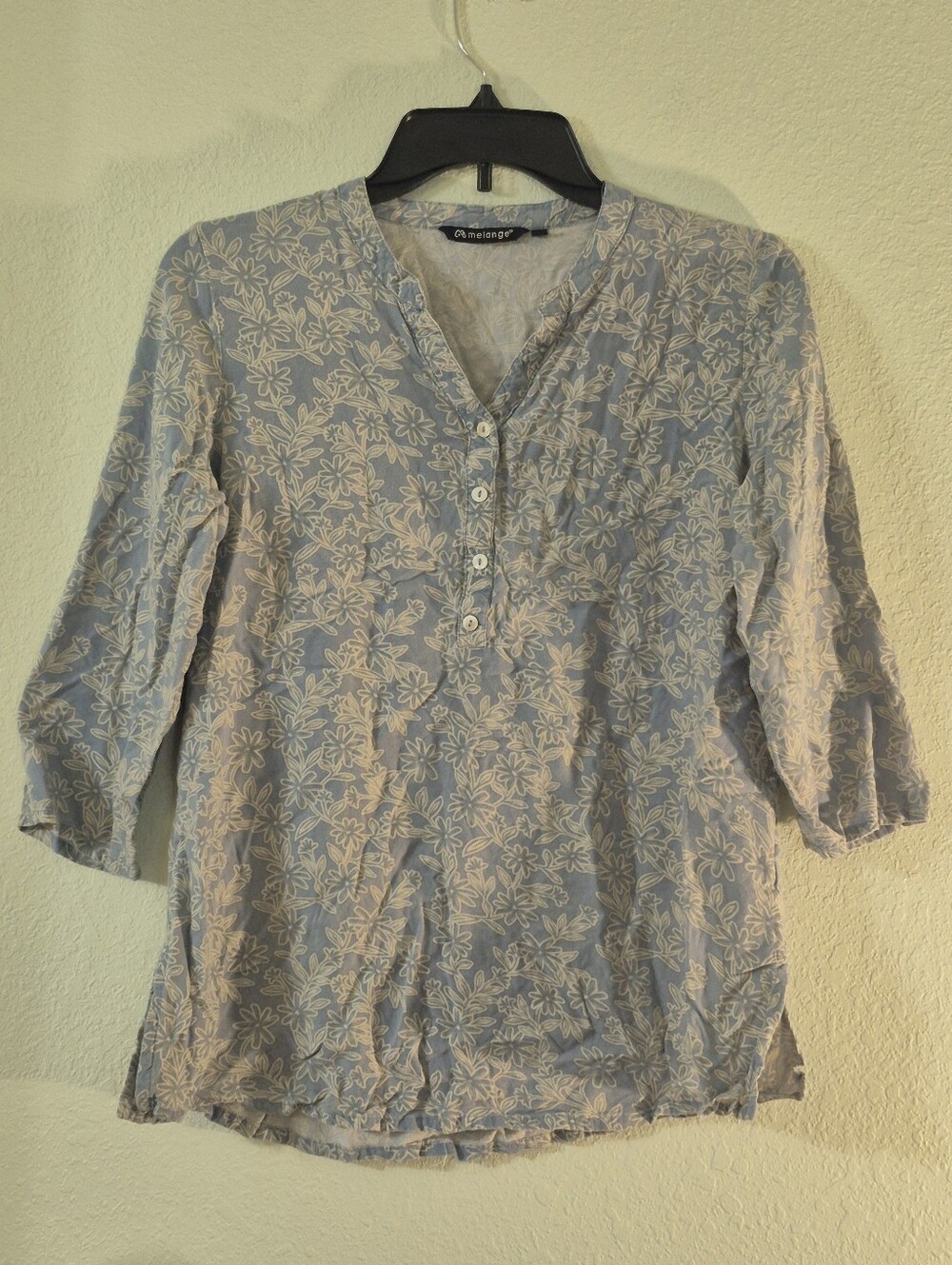 Melange Light Blue Floral Henley Tunic